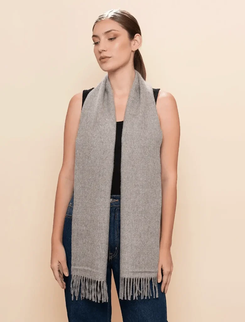 Gray baby alpaca scarf